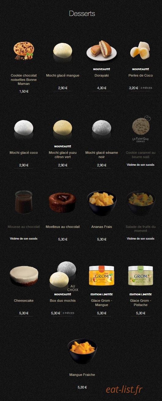 Sushi Shop — carte page 25