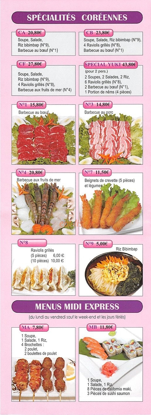 Sushi yuki — carte page 2