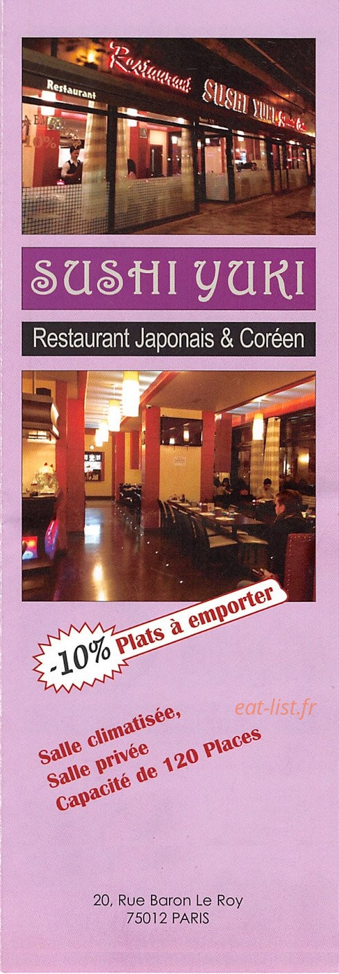 Sushi yuki — carte page 1