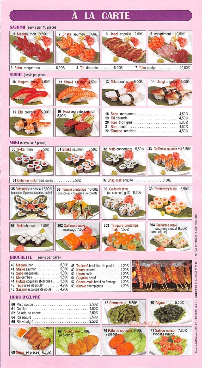 Sushi yuki — carte page 6