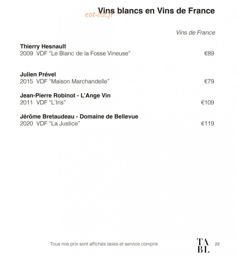 Table — carte page 14
