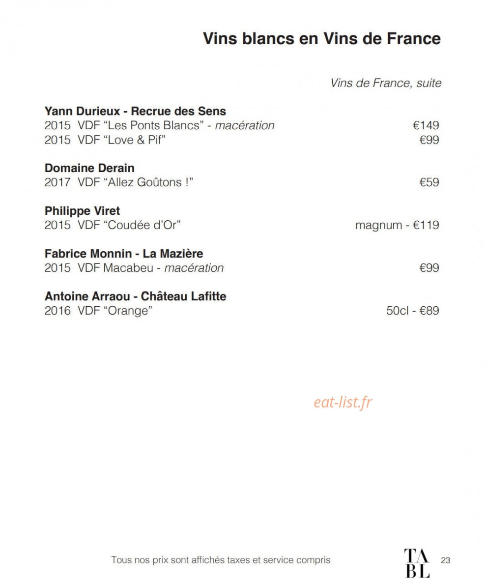 Table — carte page 15