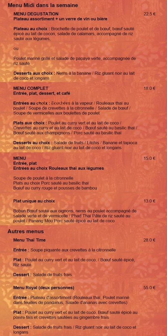 Thai Time — carte page 1