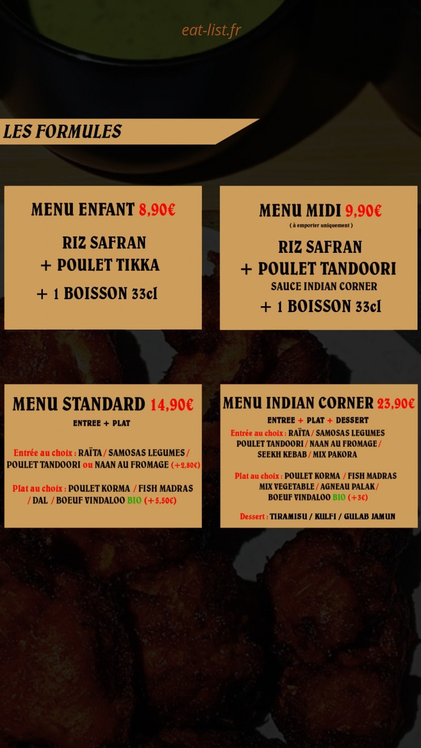 The Indian Corner — carte page 4