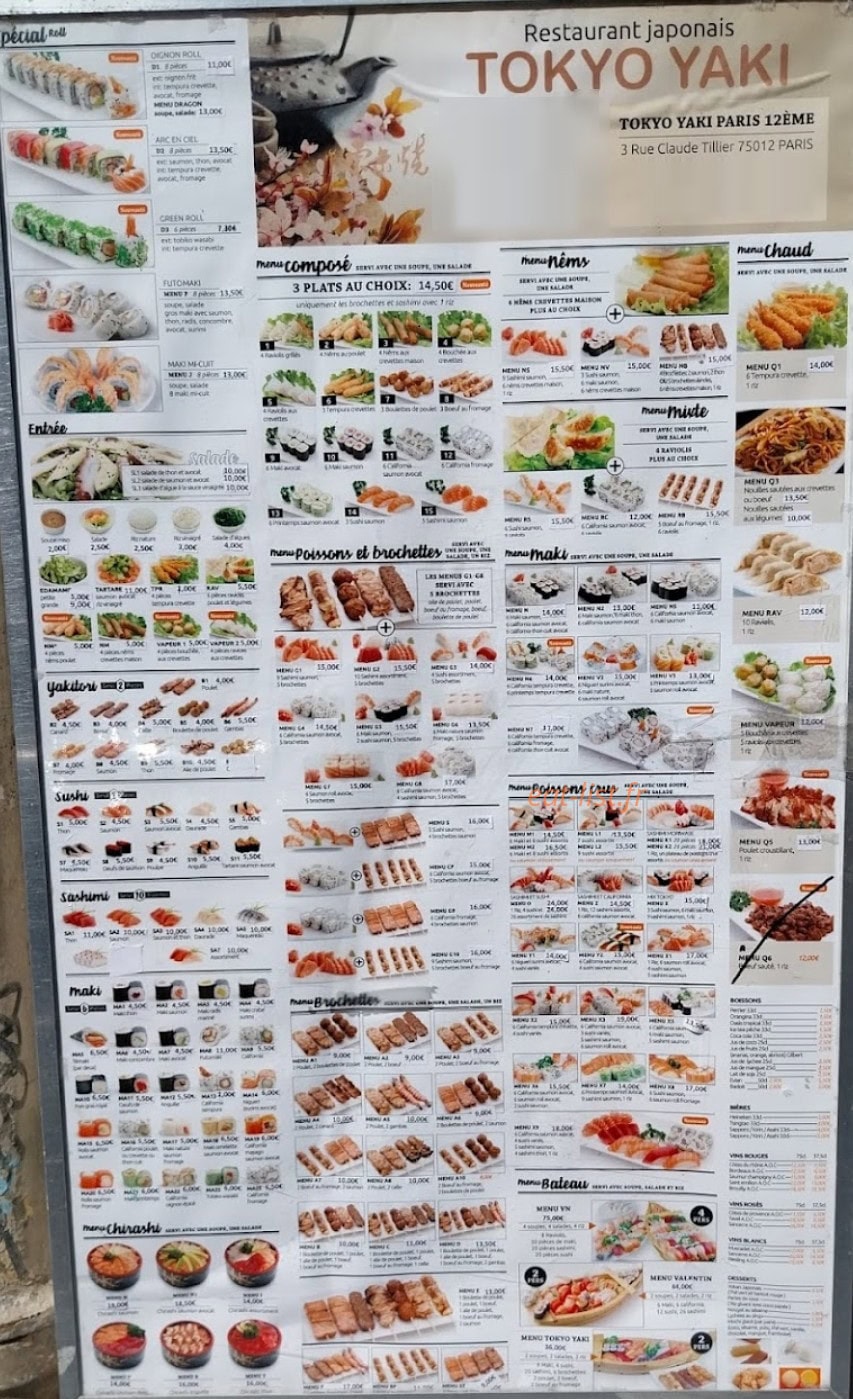 Tokyo Yaki — carte page 1