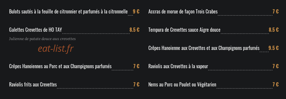 Trois Crabes — carte page 1