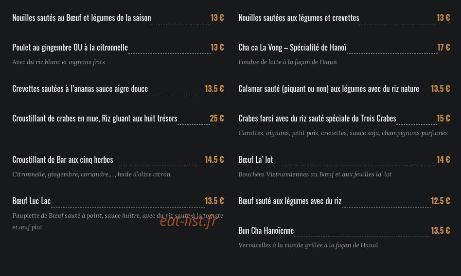 Trois Crabes — carte page 3
