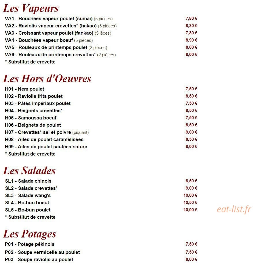 Wang' S — carte page 1
