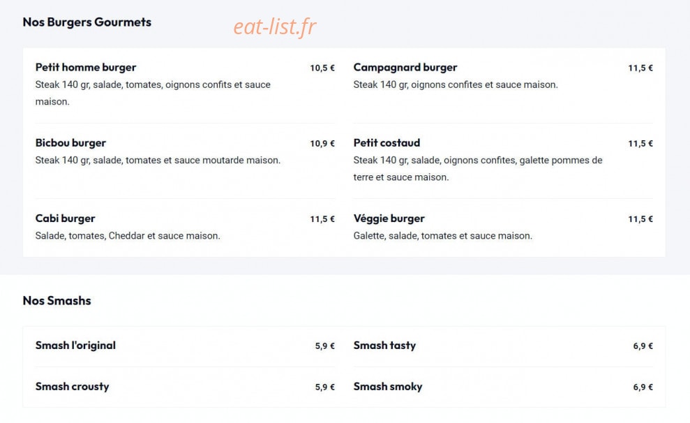 You Burger — carte page 2