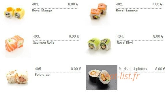 Zen sushi — carte page 13