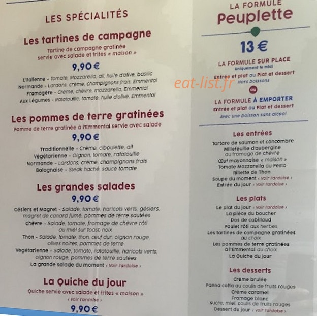 Aux Peuplettes — carte page 1