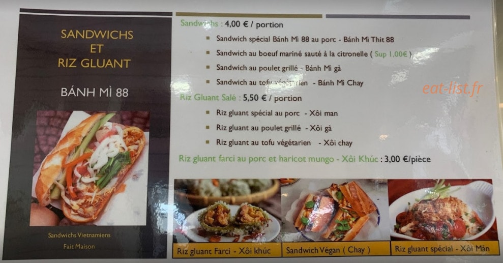 Bánh Mì 88 — carte page 1