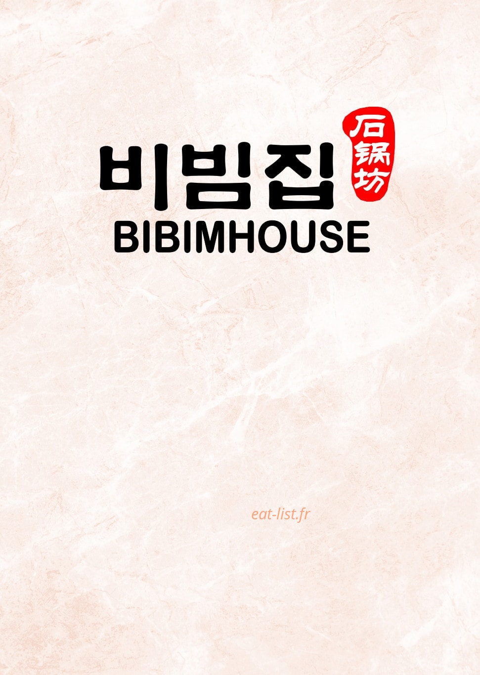 Bibim House — carte page 1