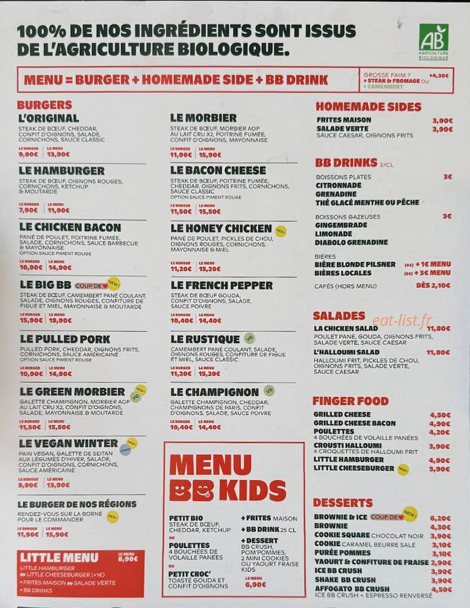 Bioburger — carte page 1