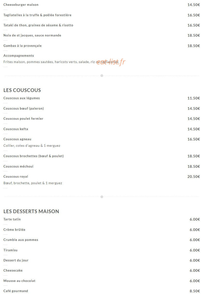 Bistrot 13 — carte page 2