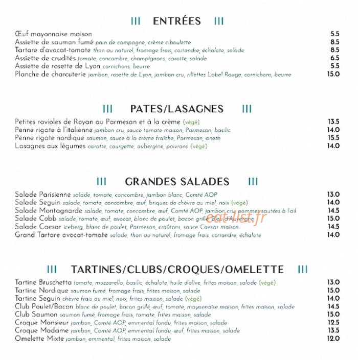 Café Grand Albert — carte page 1