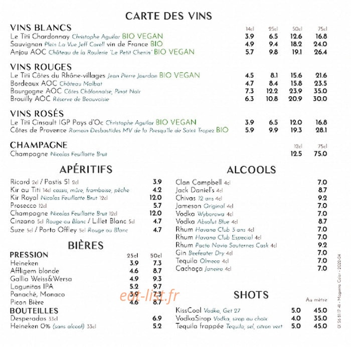 Café Grand Albert — carte page 6