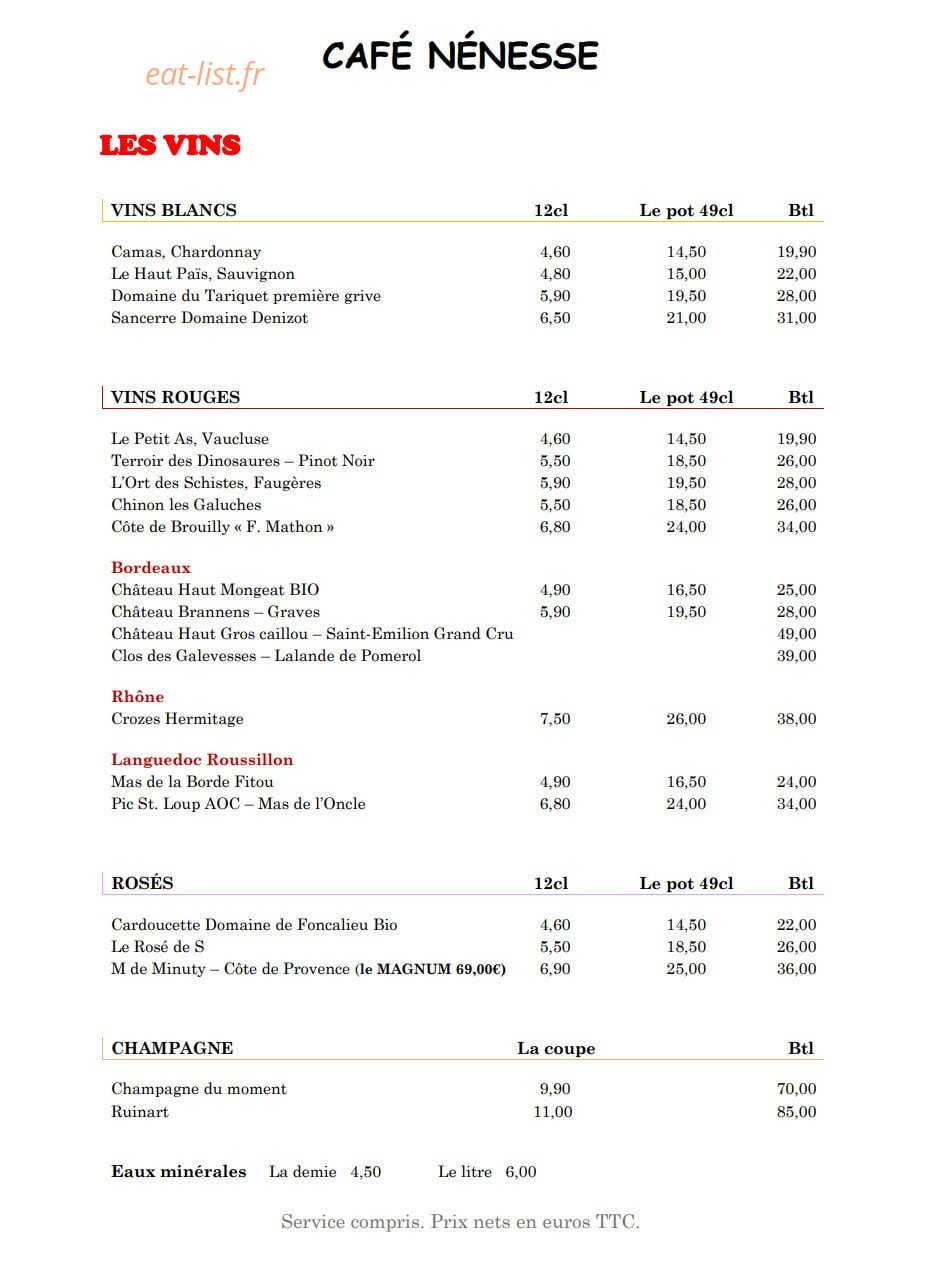 Café Nénesse — carte page 6
