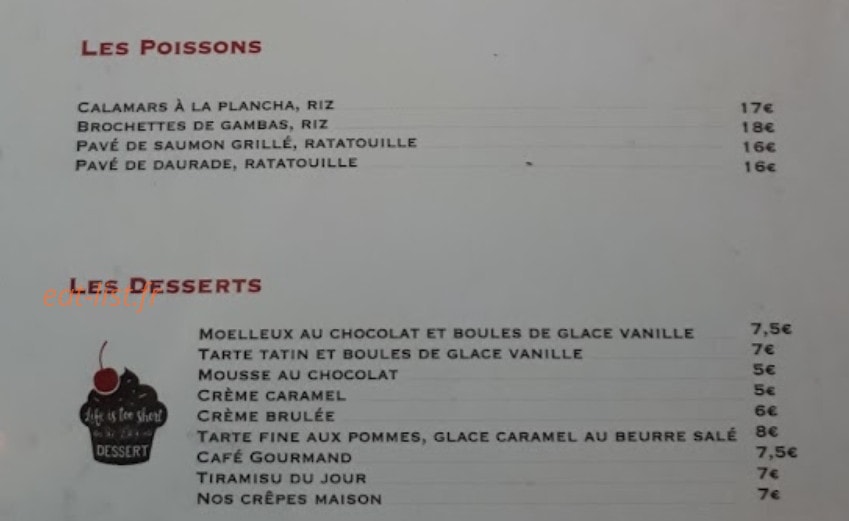 Café Premier — carte page 2