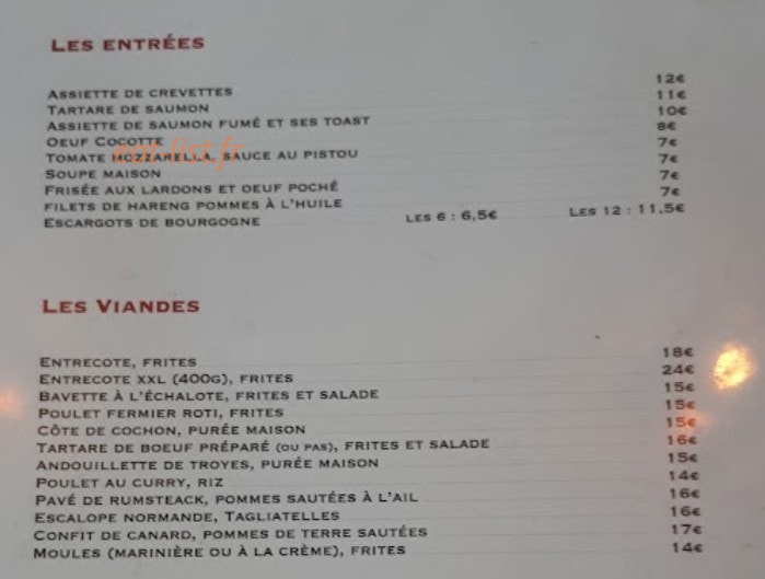 Café Premier — carte page 1