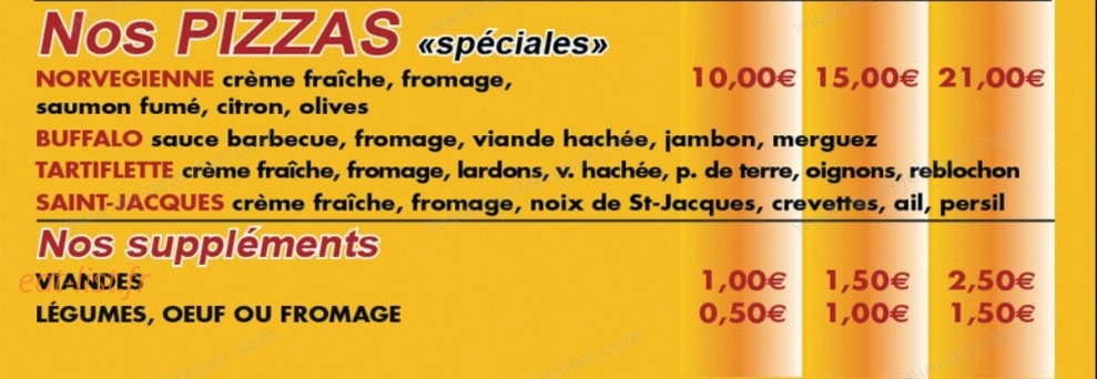 Charlety Pizza — carte page 3