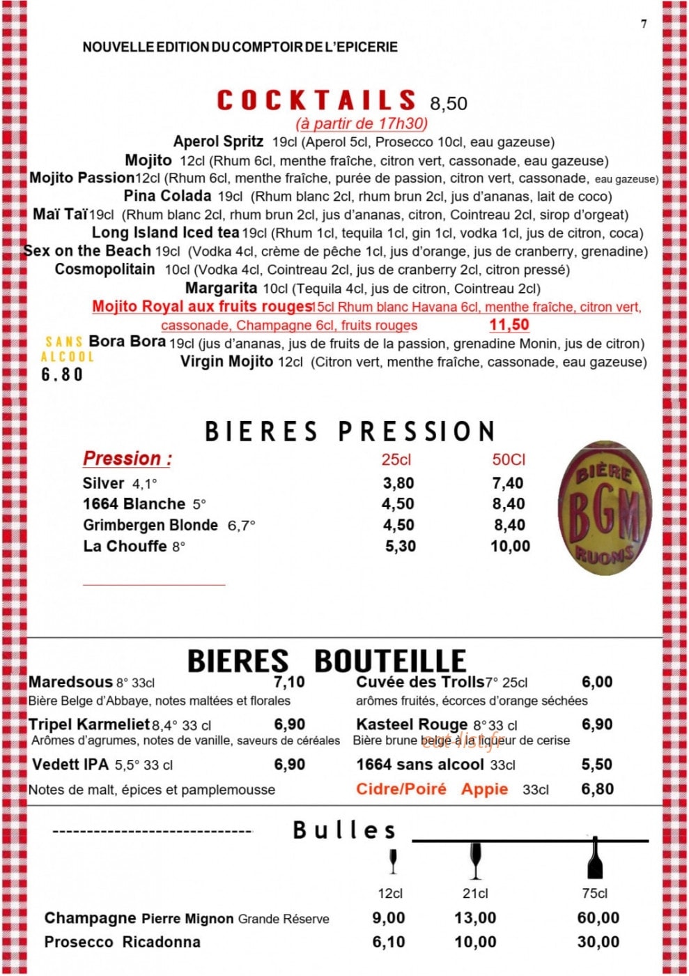 Chez Lili et Marcel — carte page 7