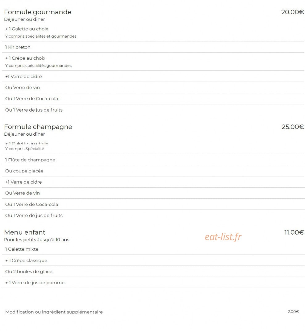 Crêperie Paris Breizh — carte page 2
