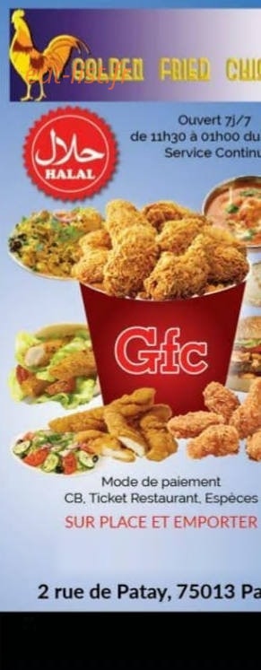 Golden Fried Chicken — carte page 1