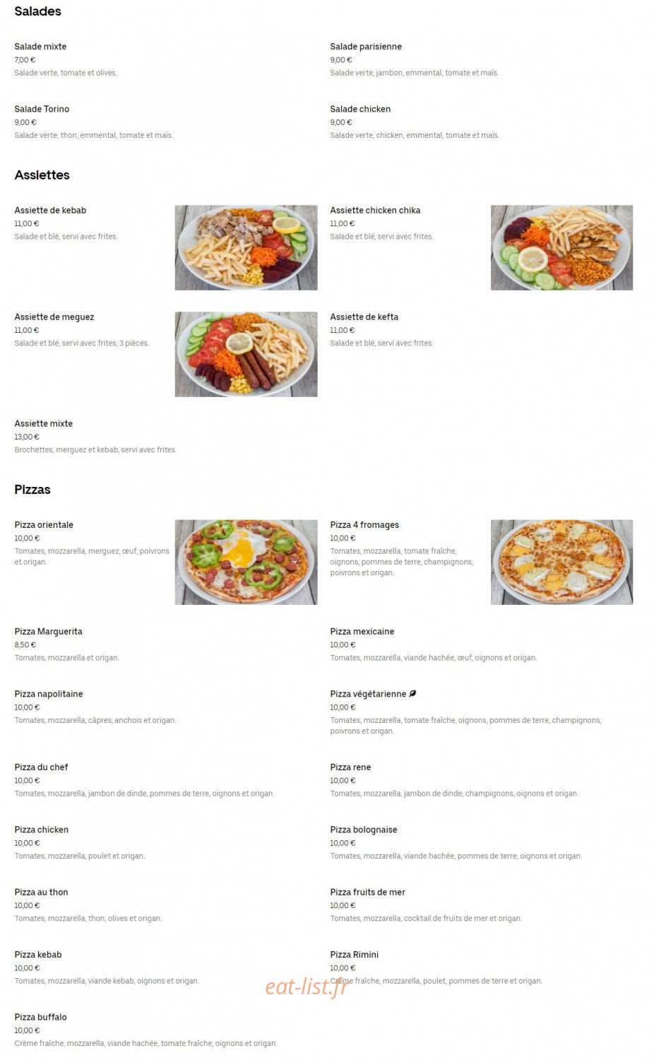 Hot Snack — carte page 2