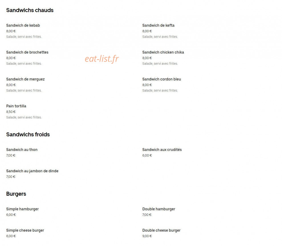Hot Snack — carte page 3