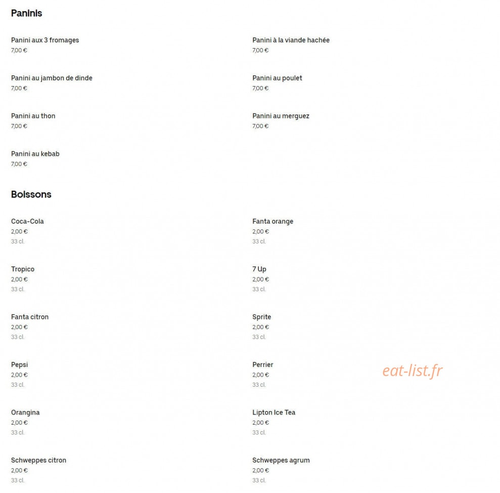 Hot Snack — carte page 4