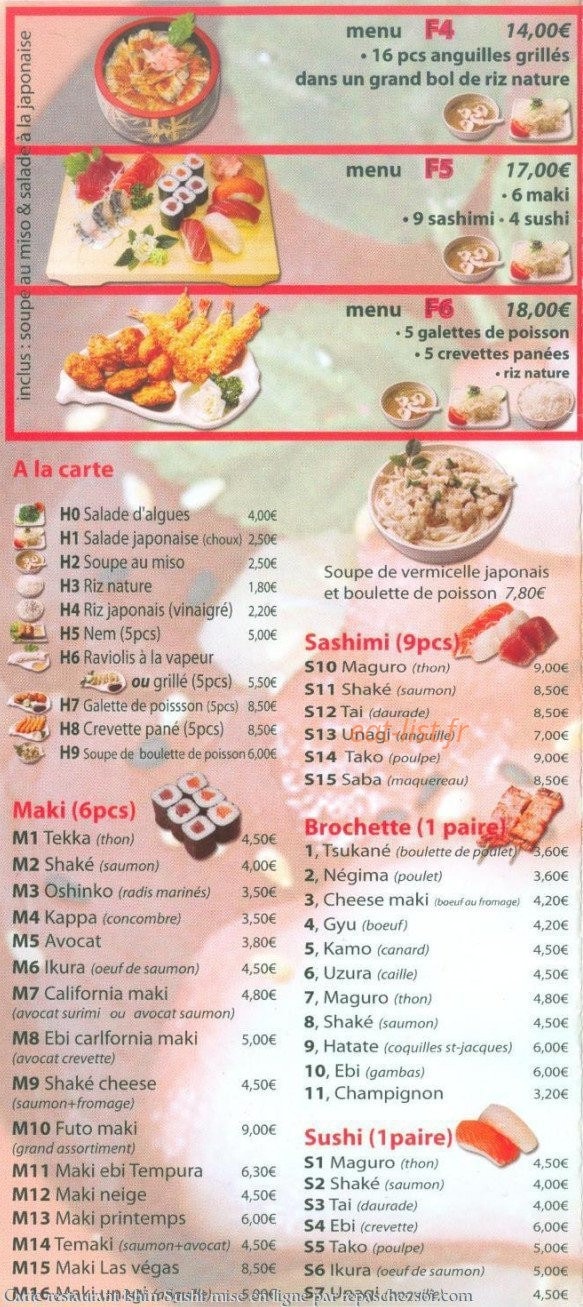 Ishin Sushi — carte page 5
