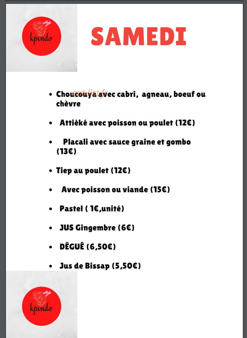kpindo Food — carte page 5