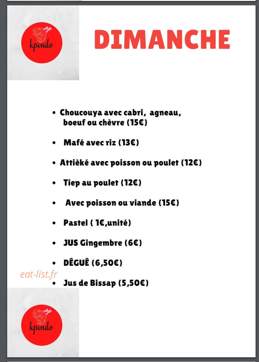 kpindo Food — carte page 6