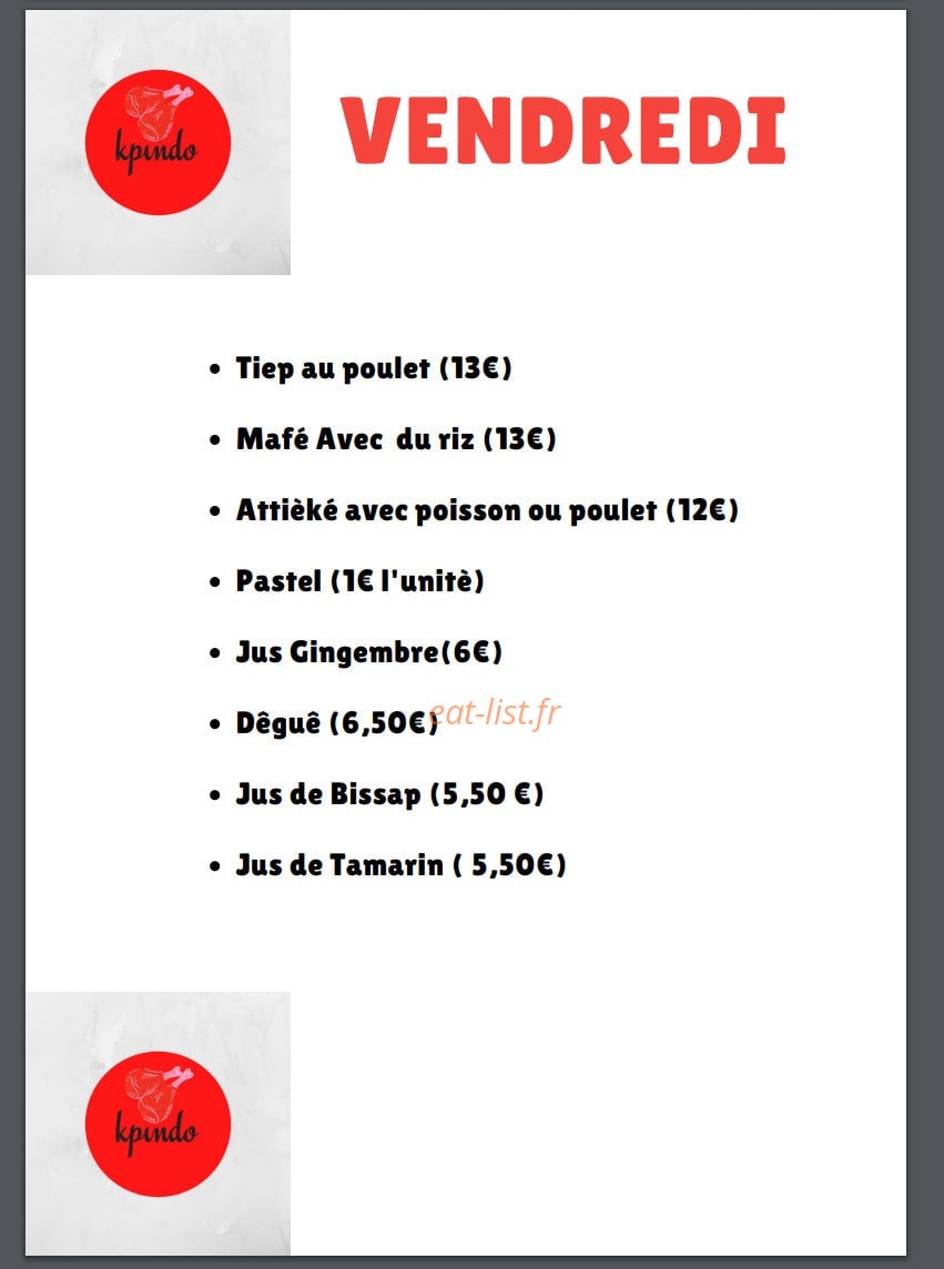kpindo Food — carte page 4