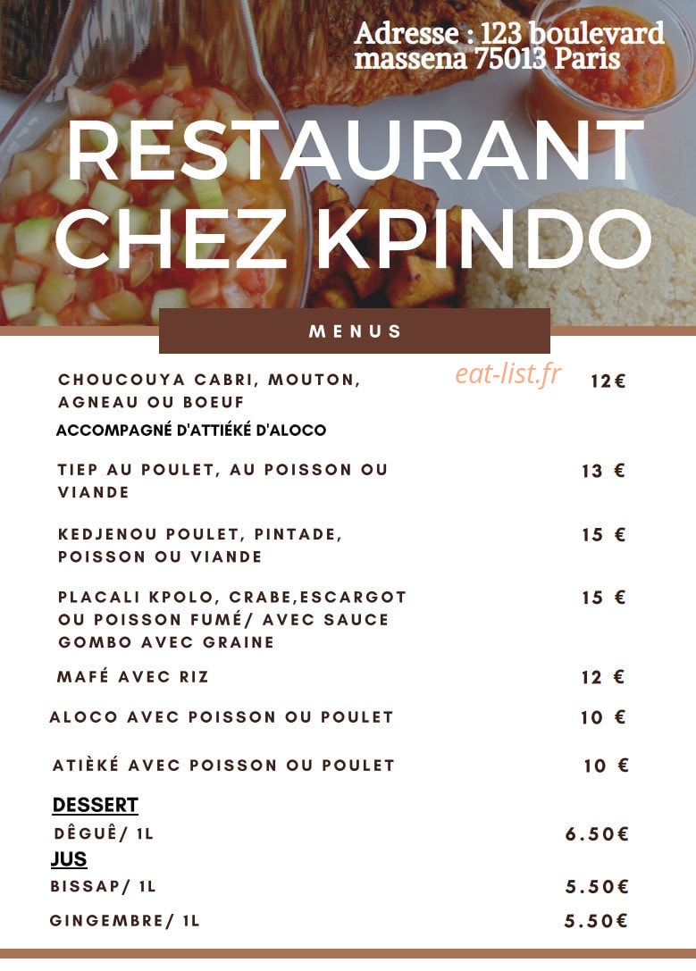 kpindo Food — carte page 8