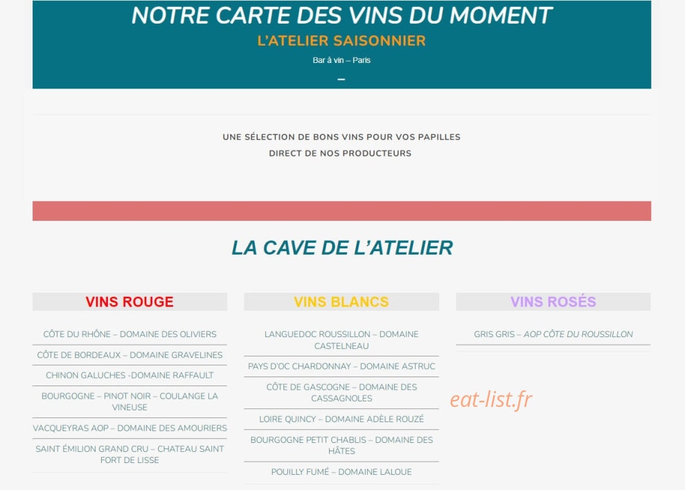 L'atelier saisonnier — carte page 5