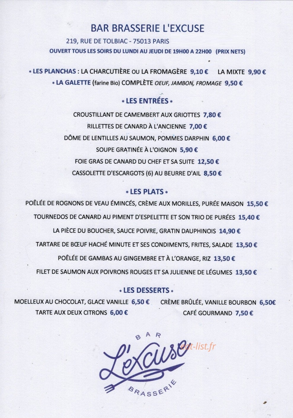 L'excuse — carte page 1