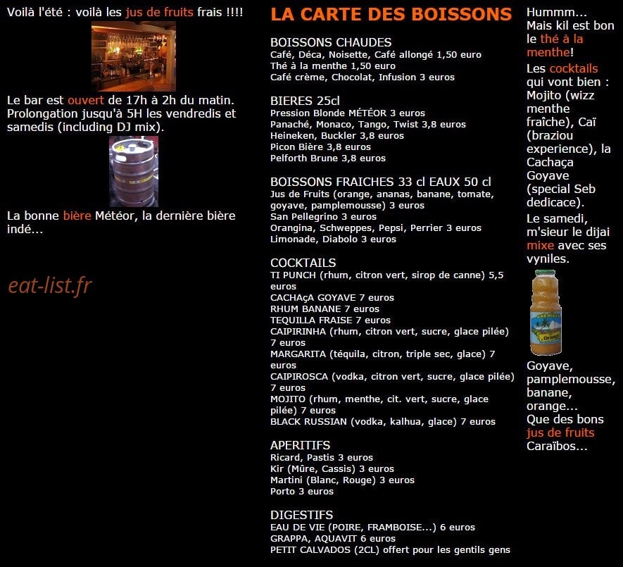 La Cantine du Batofar — carte page 2