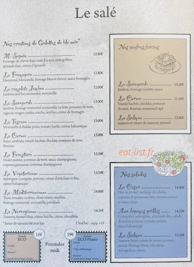 La Crêperie — carte page 1