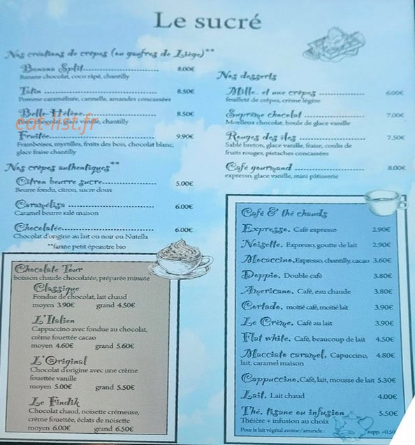 La Crêperie — carte page 2