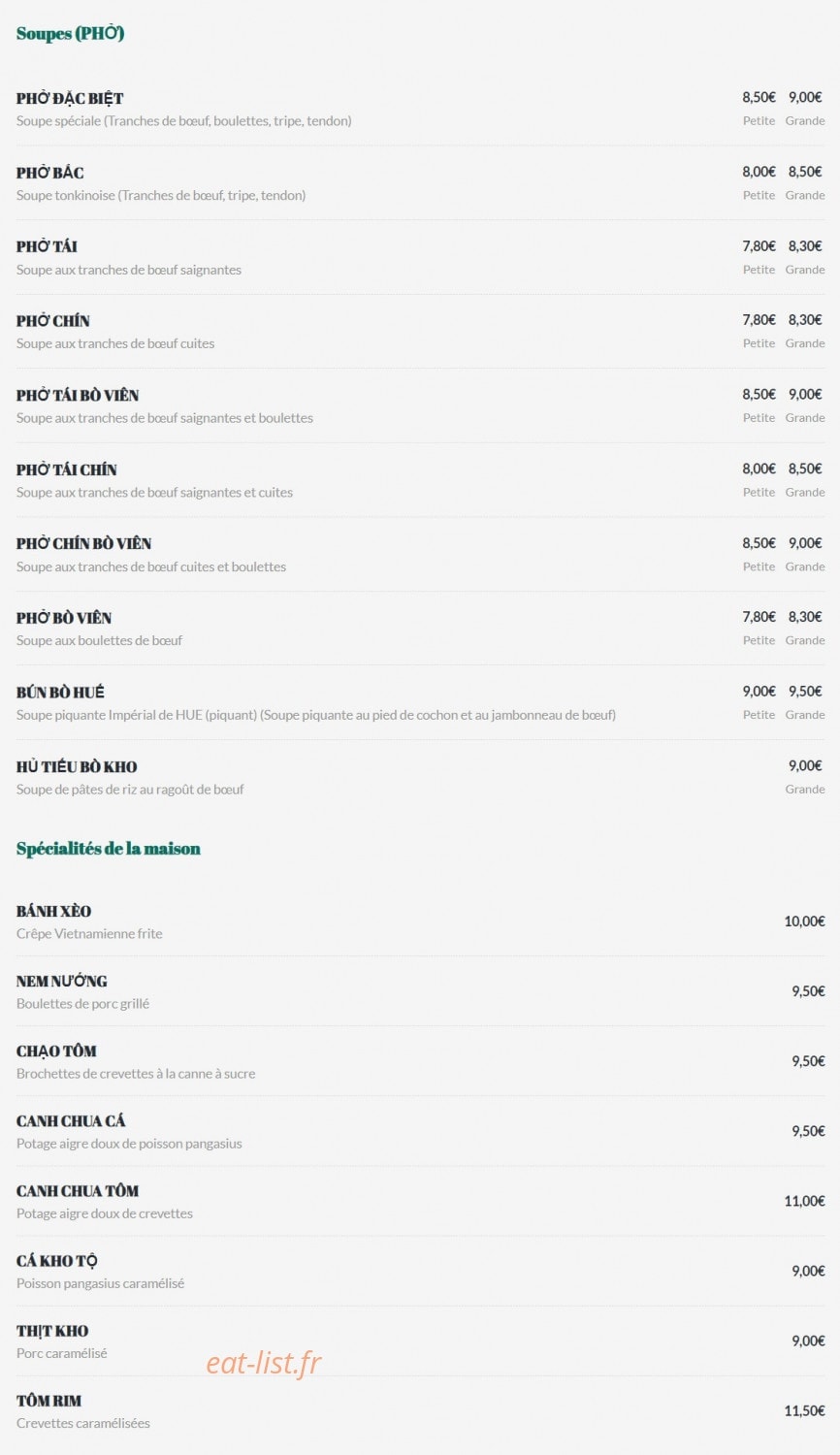 Le Bambou  — carte page 2