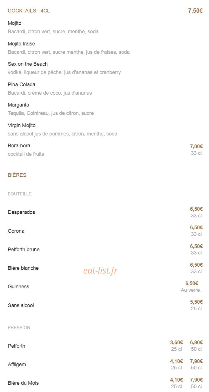 Le Baratin — carte page 10