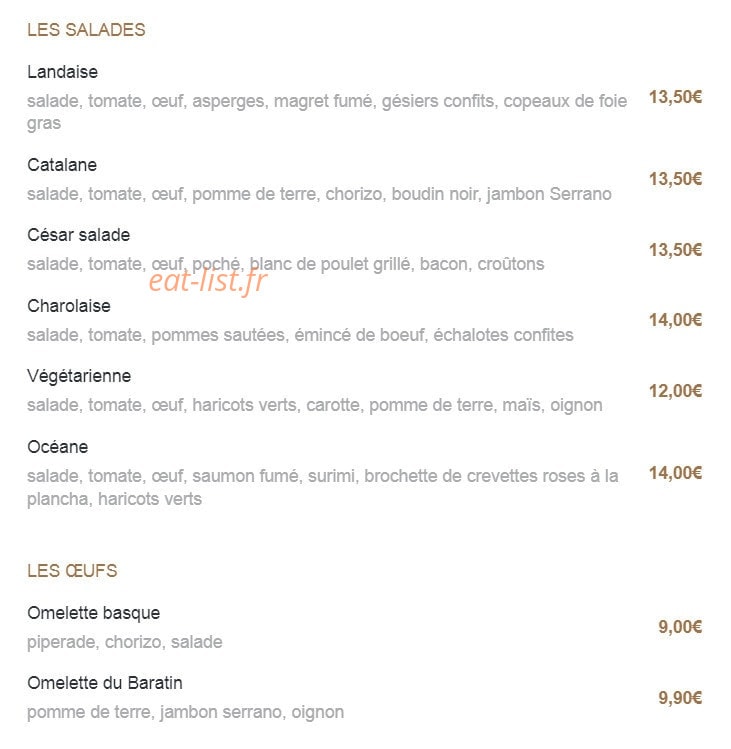 Le Baratin — carte page 3