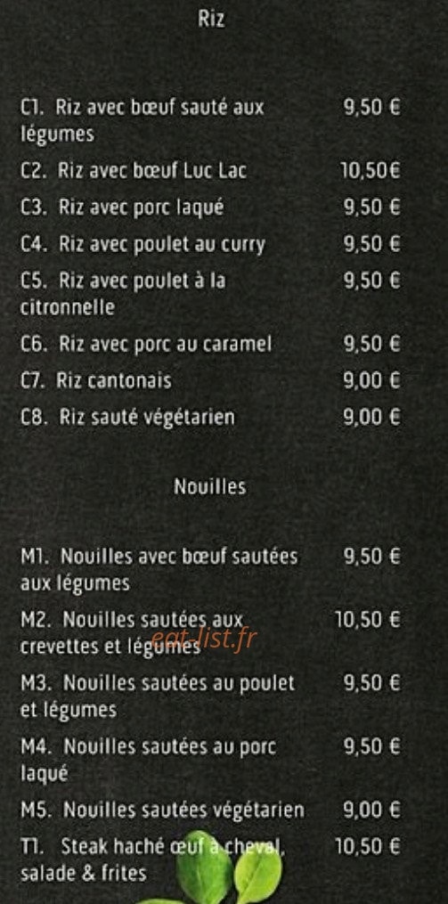 Le Bistro Viet — carte page 2