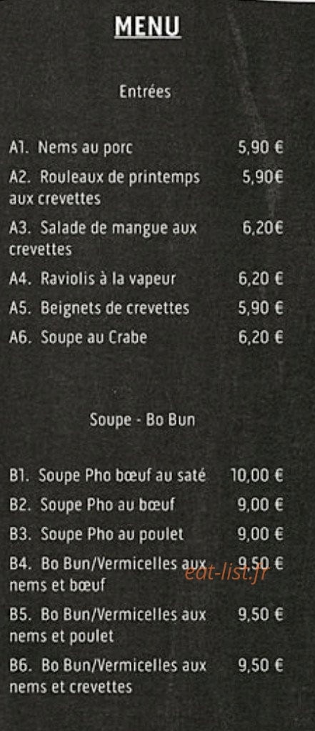 Le Bistro Viet — carte page 1