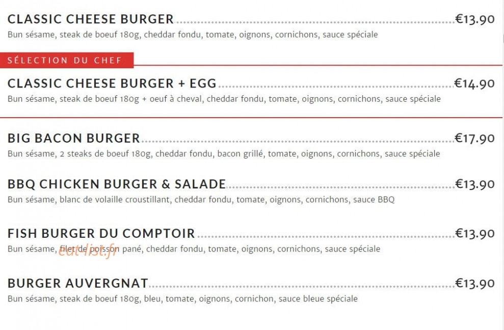 Le Comptoir — carte page 5