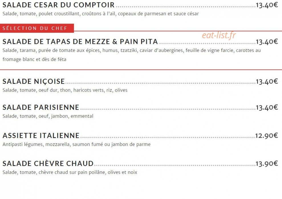 Le Comptoir — carte page 3