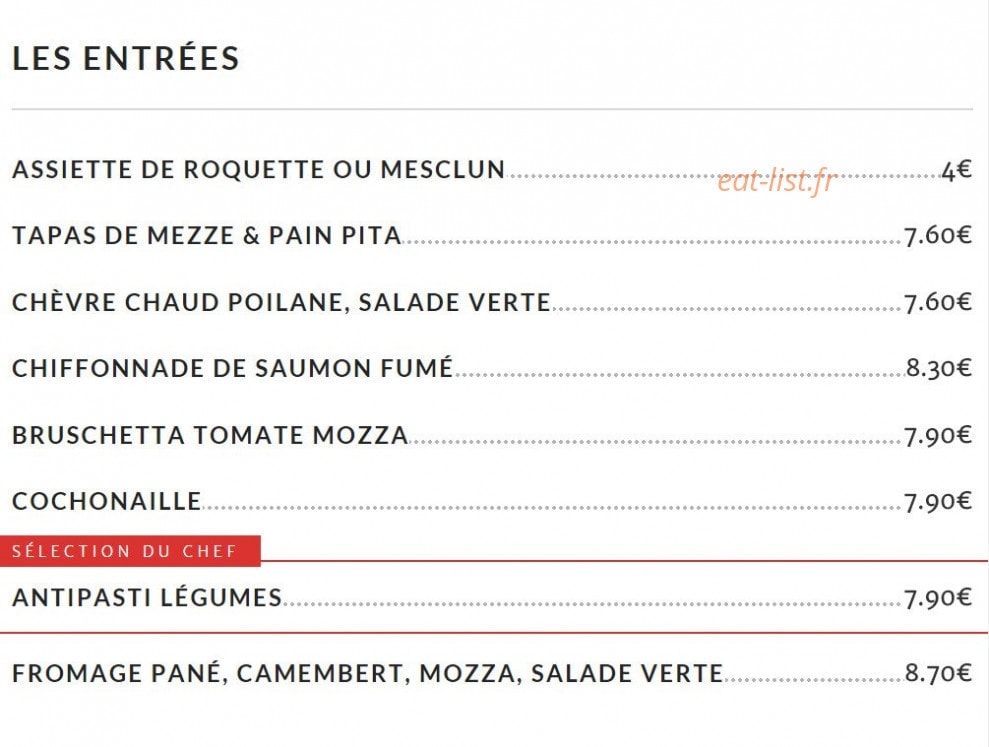 Le Comptoir — carte page 1