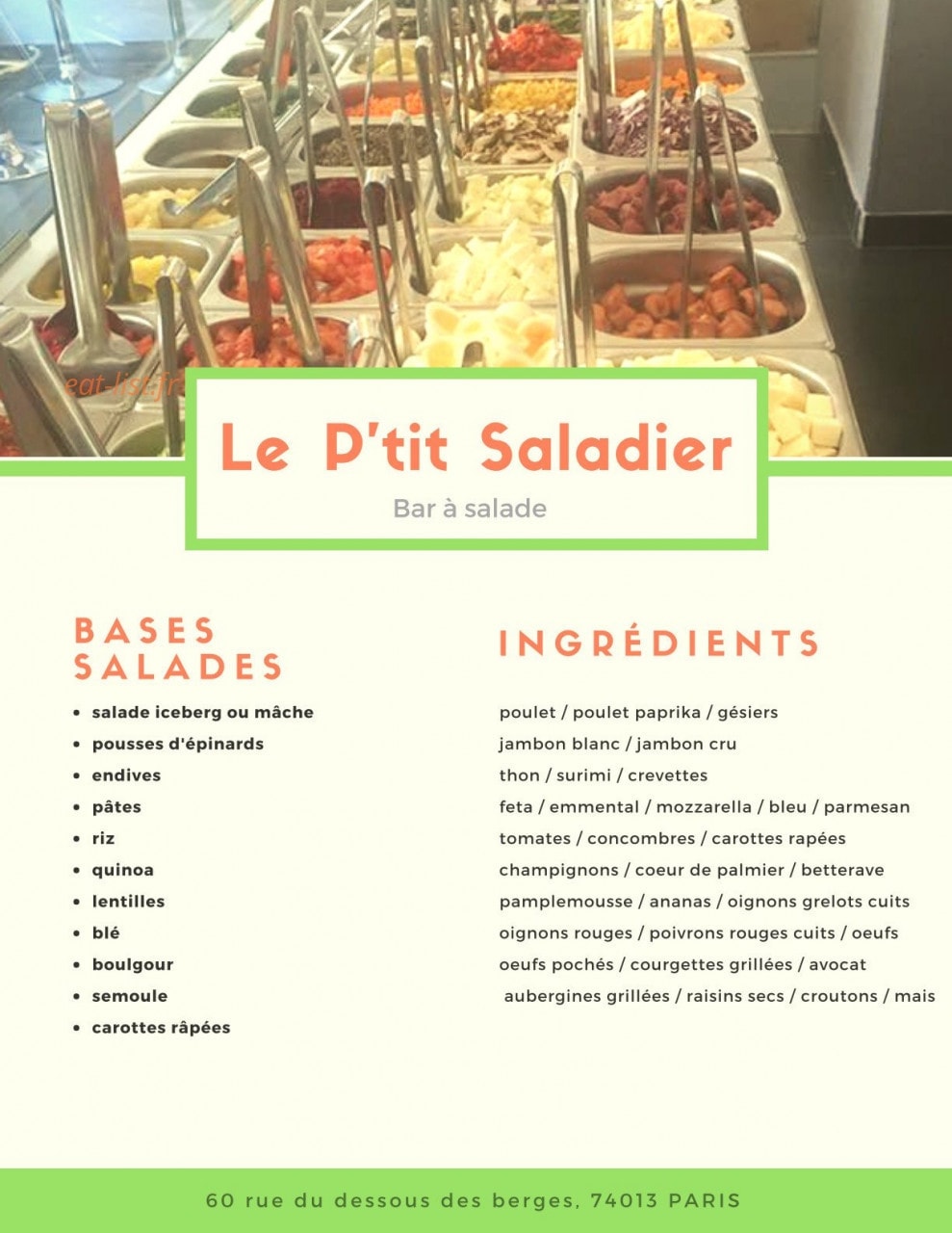 Le P'tit Saladier — carte page 1
